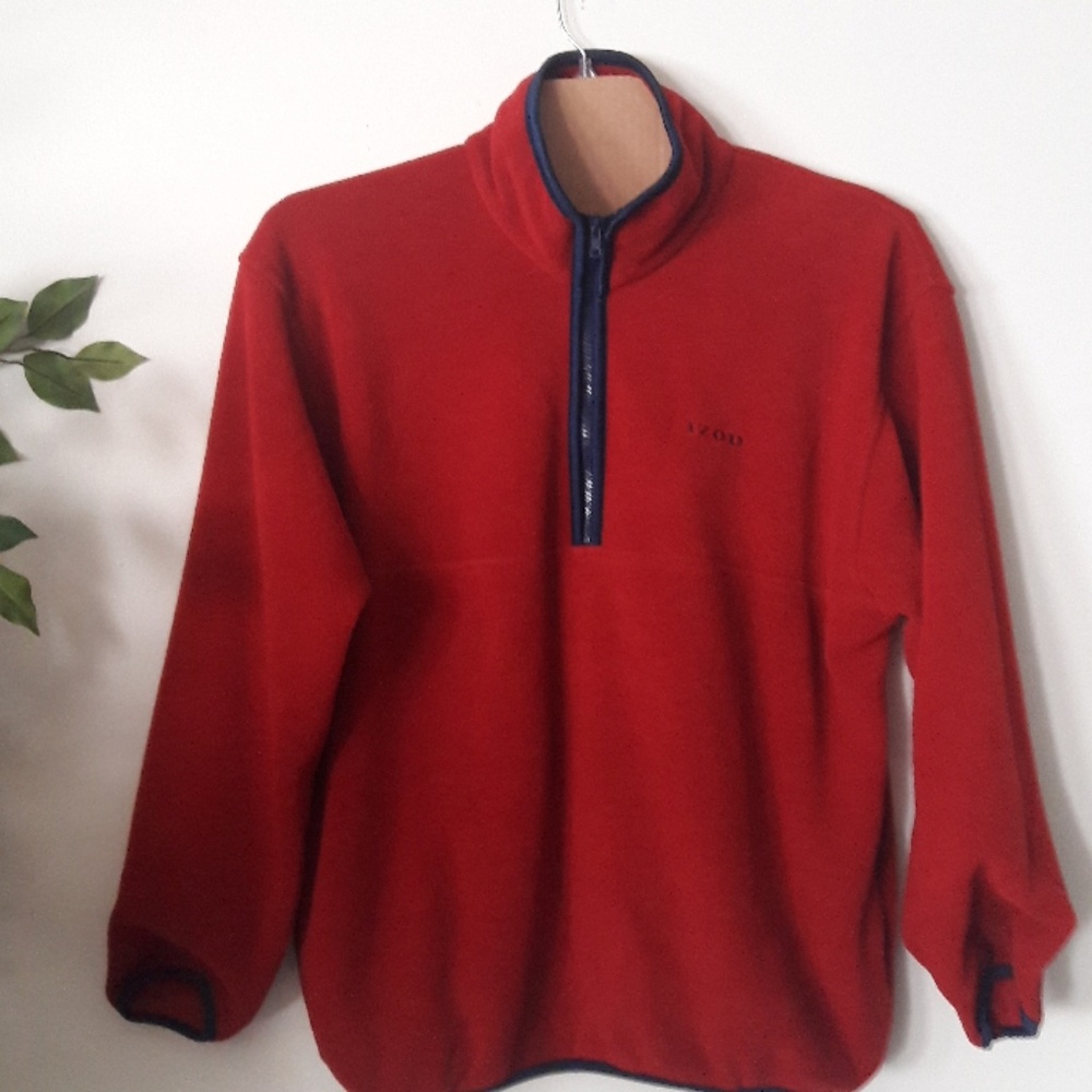 IZOD  L /XL  qtr zip Fleece pullover Red
